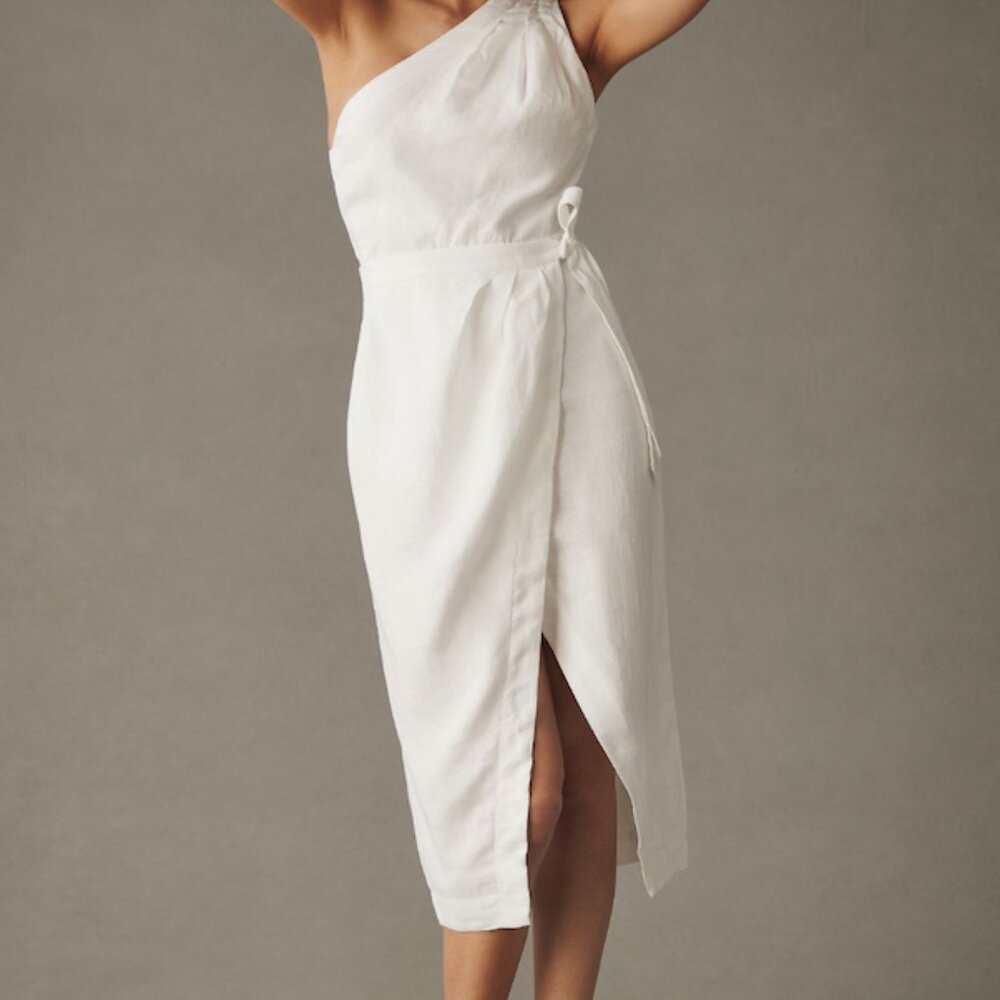 By Anthropologie One-Shoulder Linen Dress